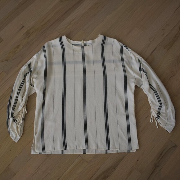 Tibi black striped white crewneck blouse - Picture 1 of 10